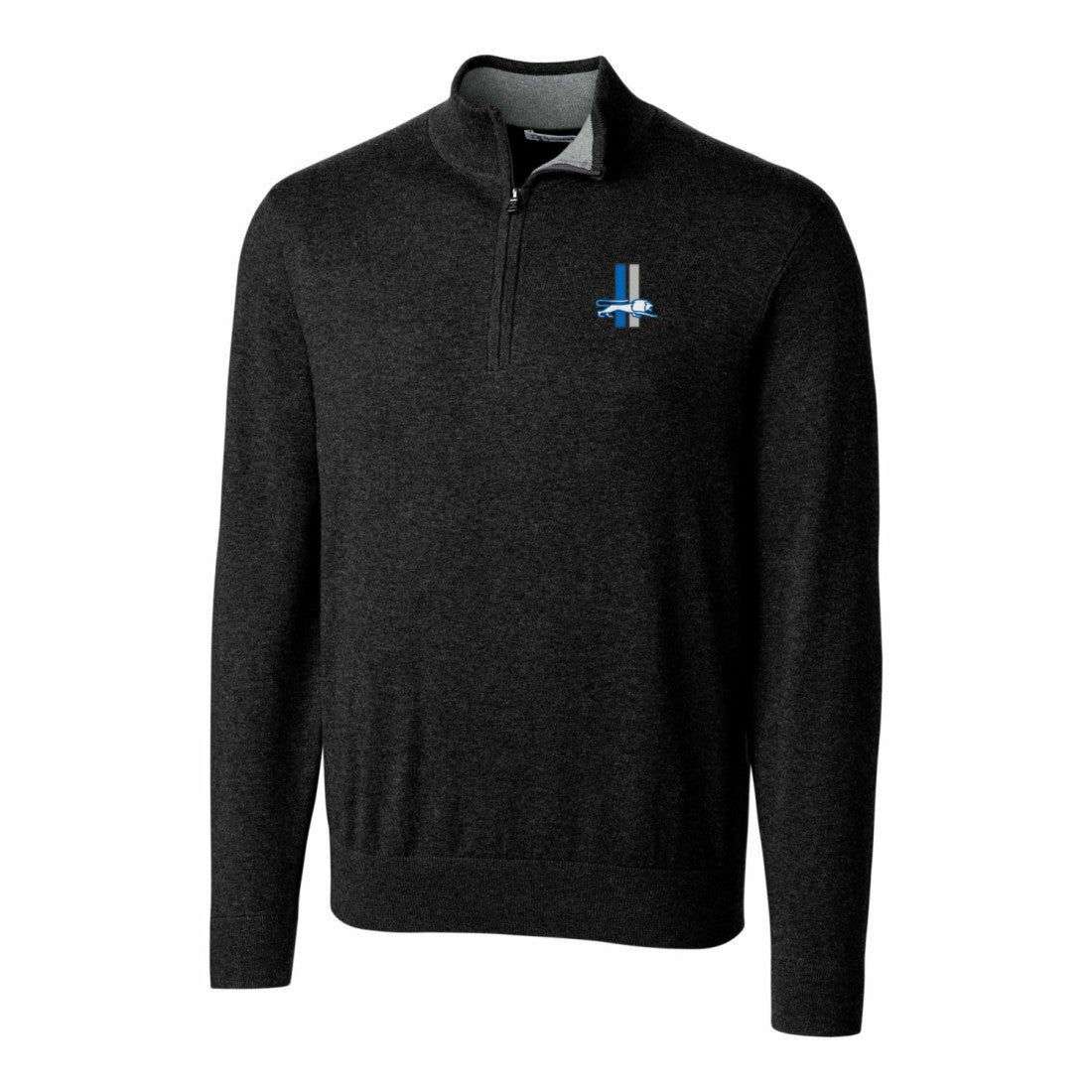 Cutter & Buck Throwback Logo Lakemont Tri-Blend Quarter-Zip Pullover Sweater - Detroit Lions Pullover