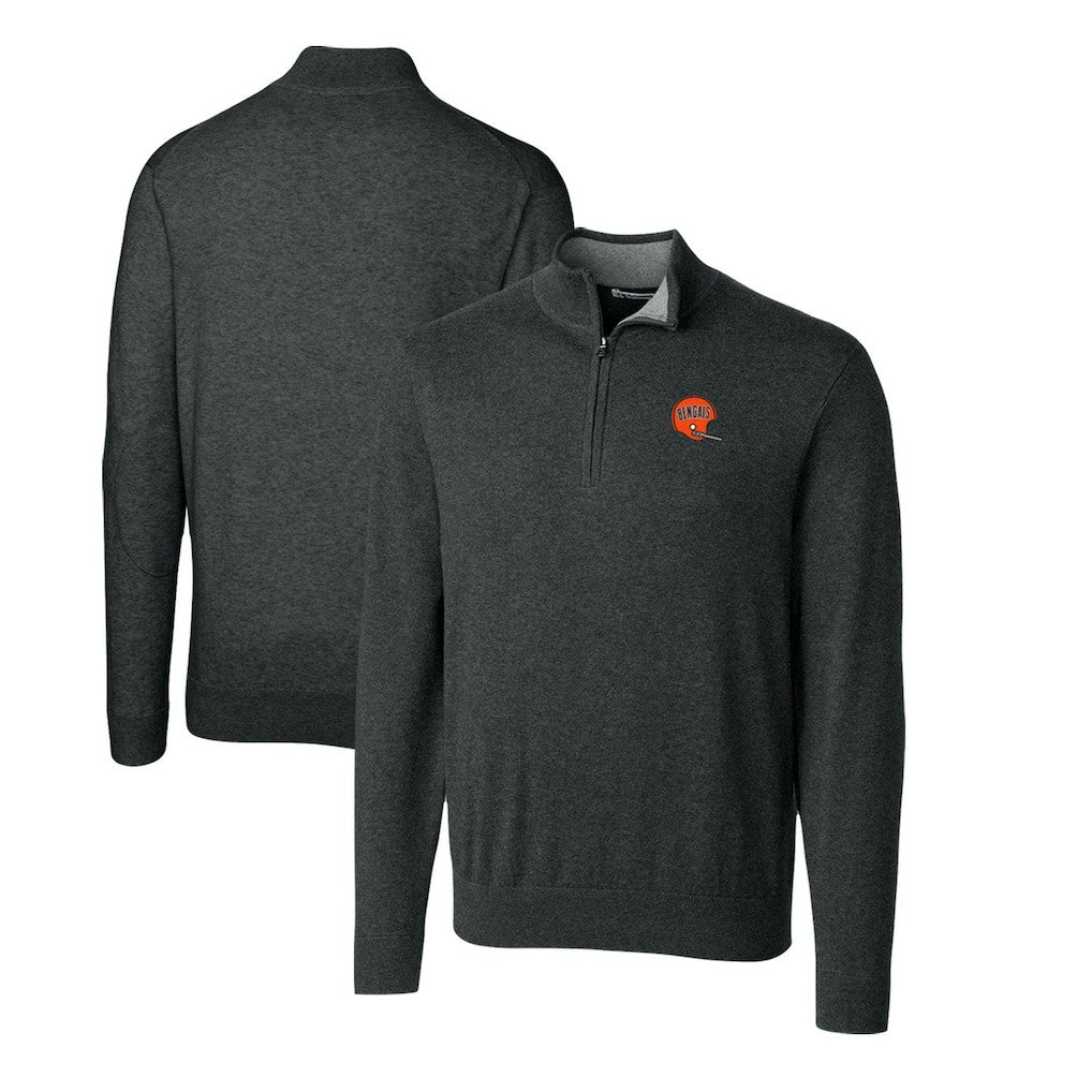 Cutter & Buck Throwback Logo Lakemont Tri-Blend Quarter-Zip Pullover Sweater - Cincinnati Bengals Pullover
