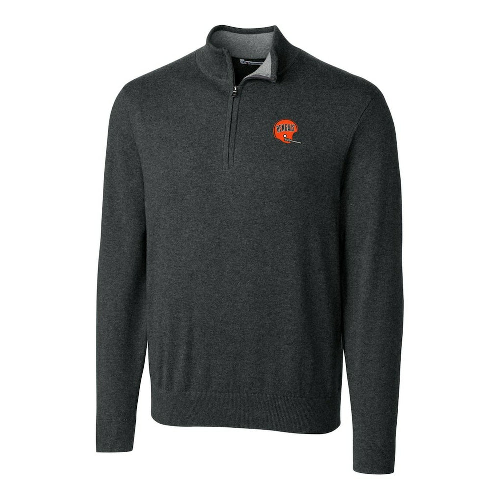 Cutter & Buck Throwback Logo Lakemont Tri-Blend Quarter-Zip Pullover Sweater - Cincinnati Bengals Pullover