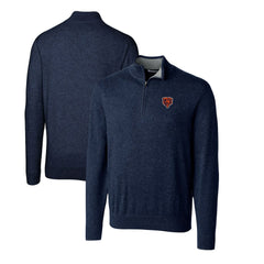 Cutter & Buck Throwback Logo Lakemont Tri-Blend Quarter-Zip Pullover Sweater - Chicago Bears Pullover