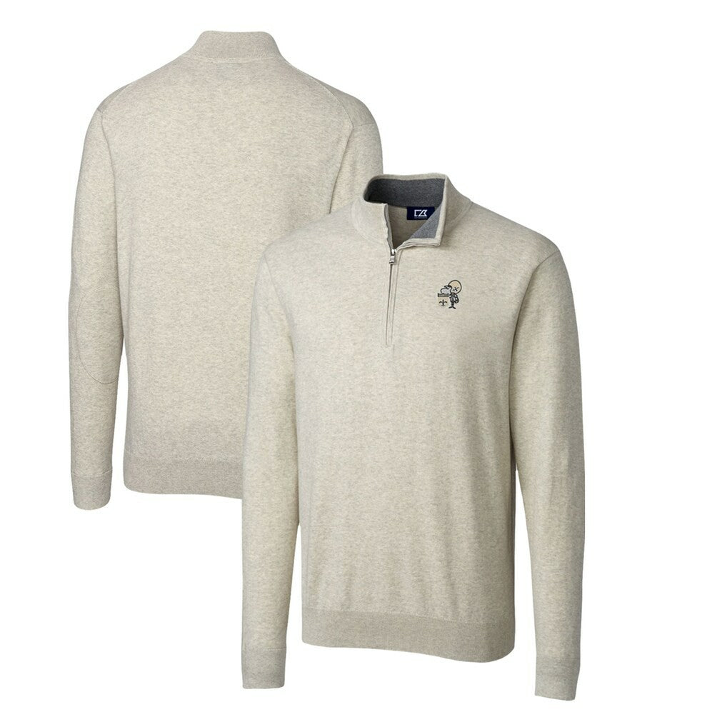 Cutter & Buck Throwback Logo Lakemont Tri-Blend Quarter-Zip Pullover Sweater - New Orleans Saints Pullover