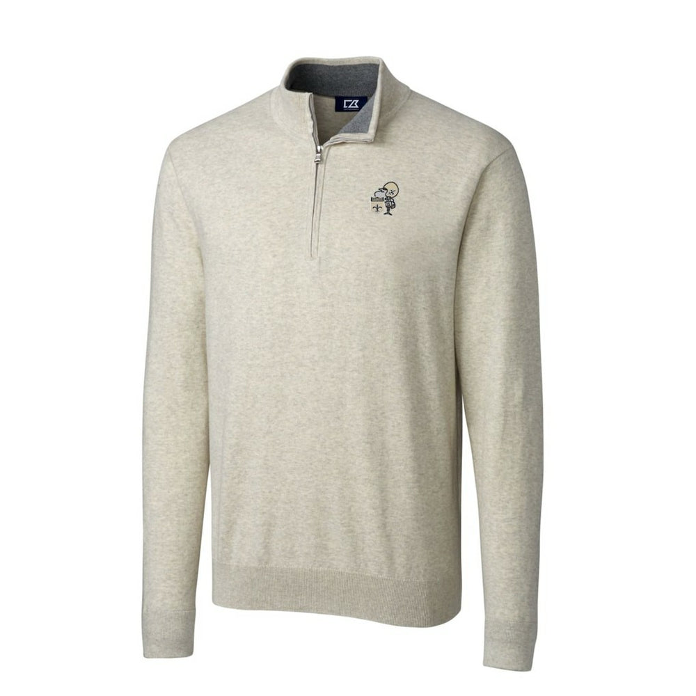 Cutter & Buck Throwback Logo Lakemont Tri-Blend Quarter-Zip Pullover Sweater - New Orleans Saints Pullover