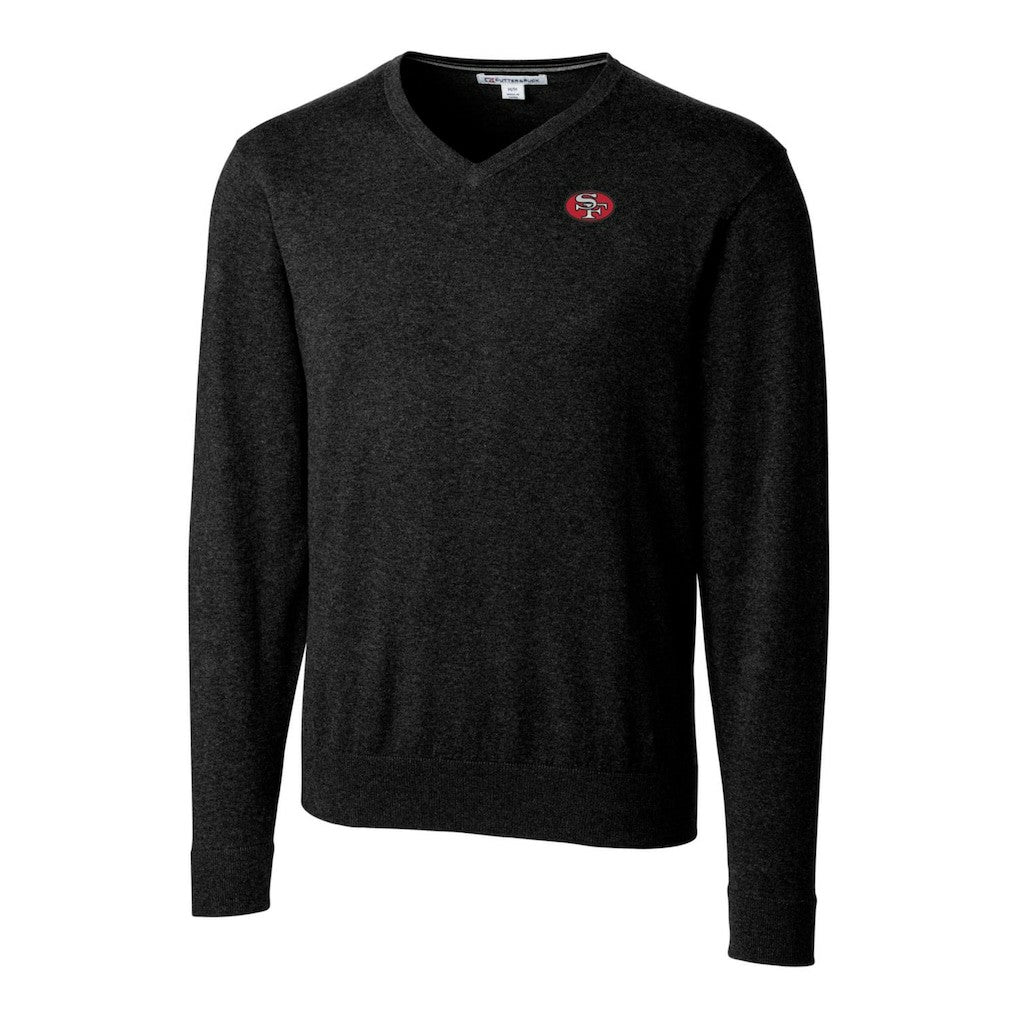 Cutter & Buck Throwback Logo Lakemont Tri-Blend V-Neck Pullover Sweater - San Francisco 49ers Pullover