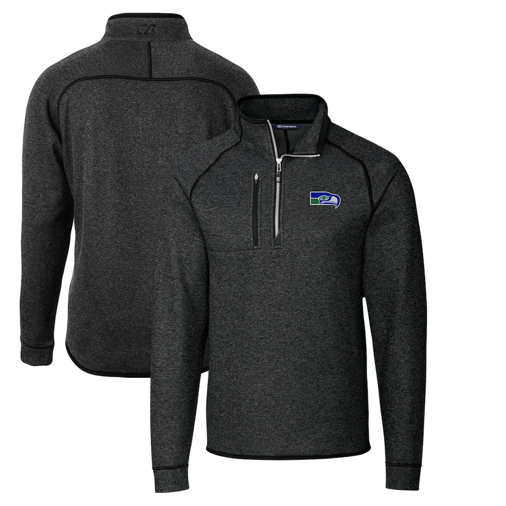 Cutter & Buck Throwback Logo Mainsail Sweater-Knit Half-Zip Pullover Jacket - Seattle Seahawks Pullover