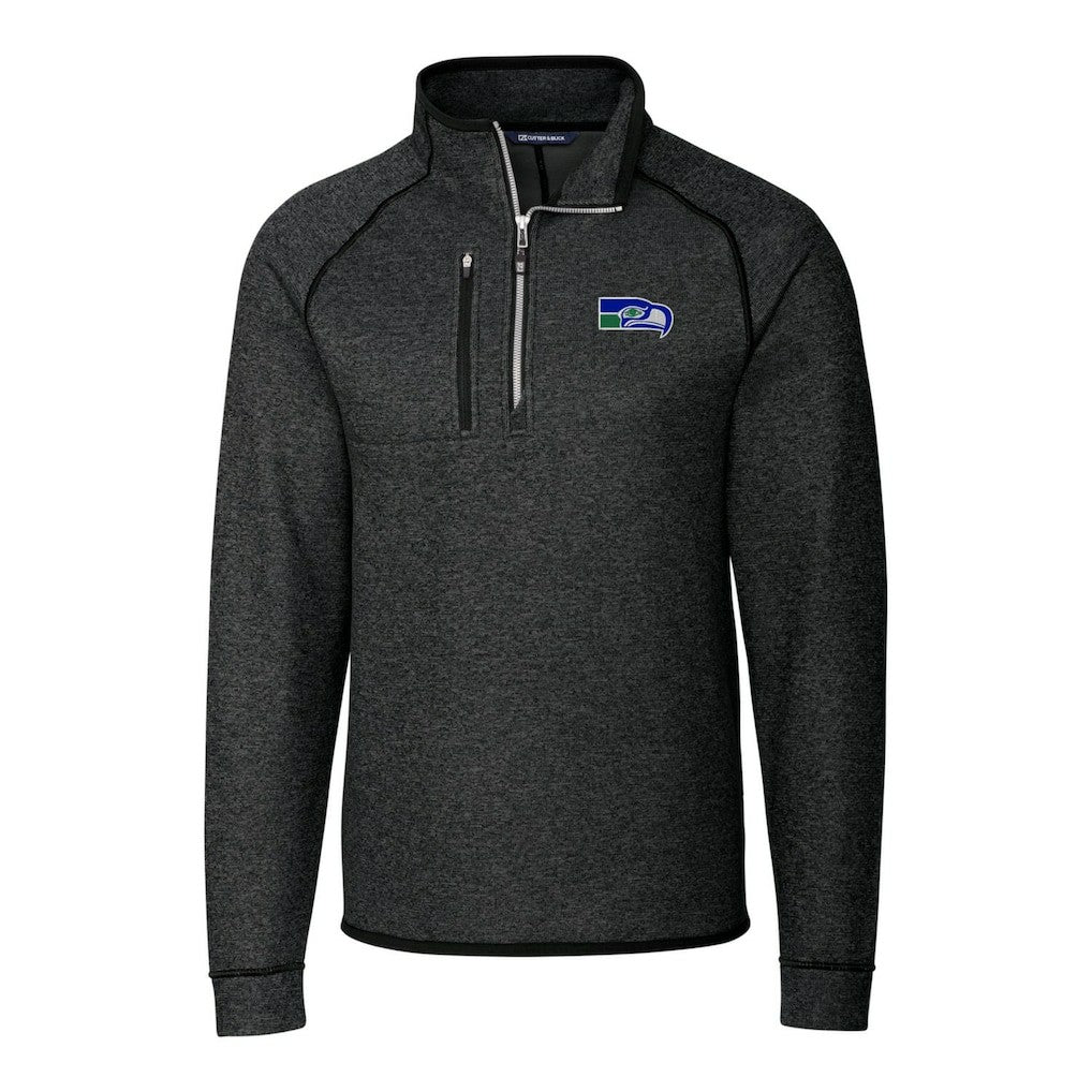Cutter & Buck Throwback Logo Mainsail Sweater-Knit Half-Zip Pullover Jacket - Seattle Seahawks Pullover