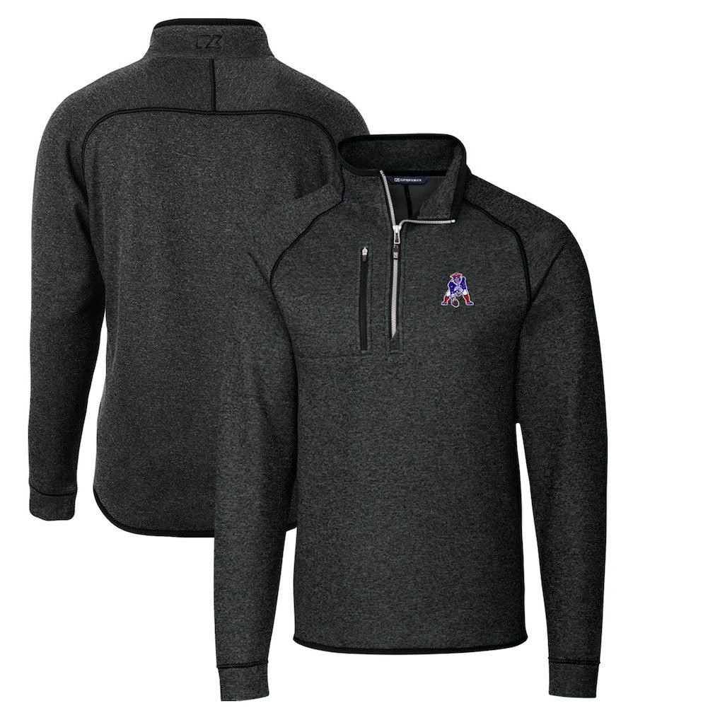 Cutter & Buck Throwback Logo Mainsail Sweater-Knit Half-Zip Pullover Jacket - New England Patriots Pullover