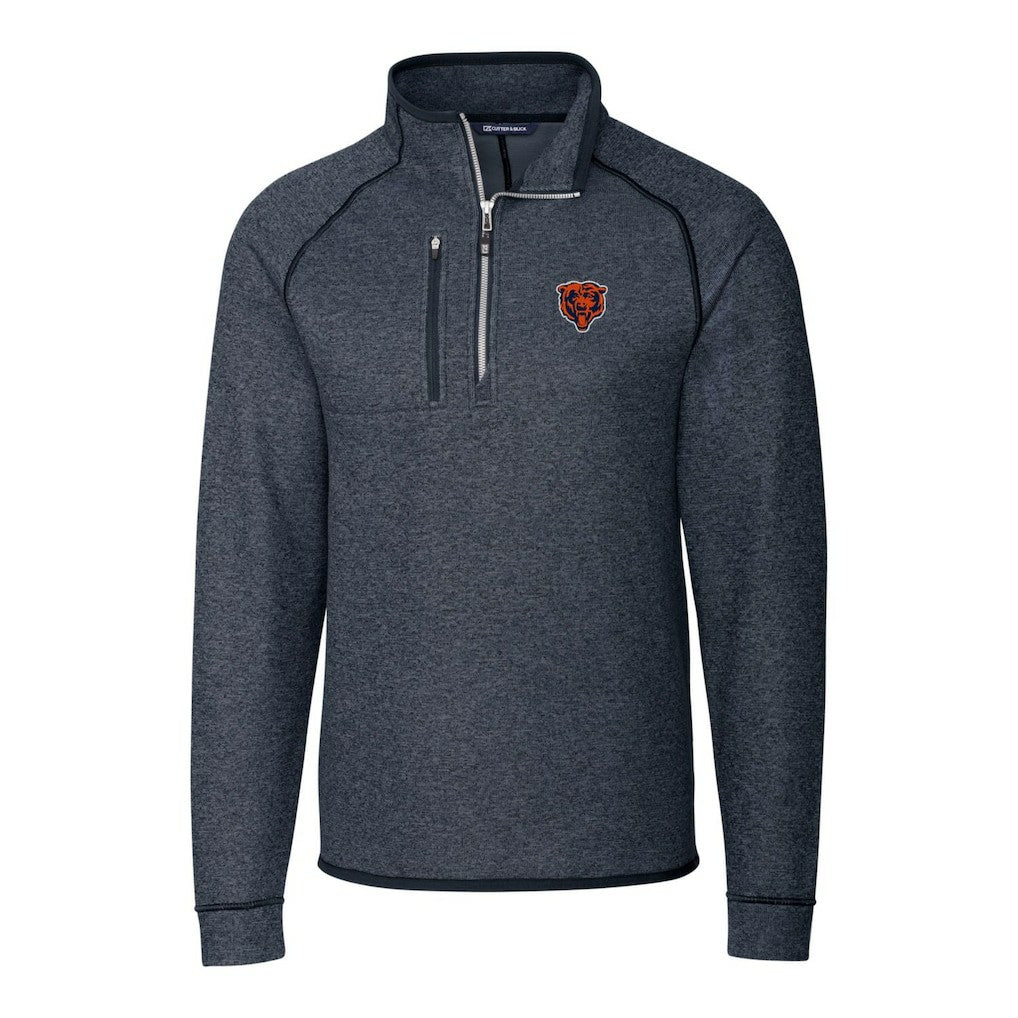 Cutter & Buck Throwback Logo Mainsail Sweater-Knit Half-Zip Pullover Jacket - Chicago Bears Pullover