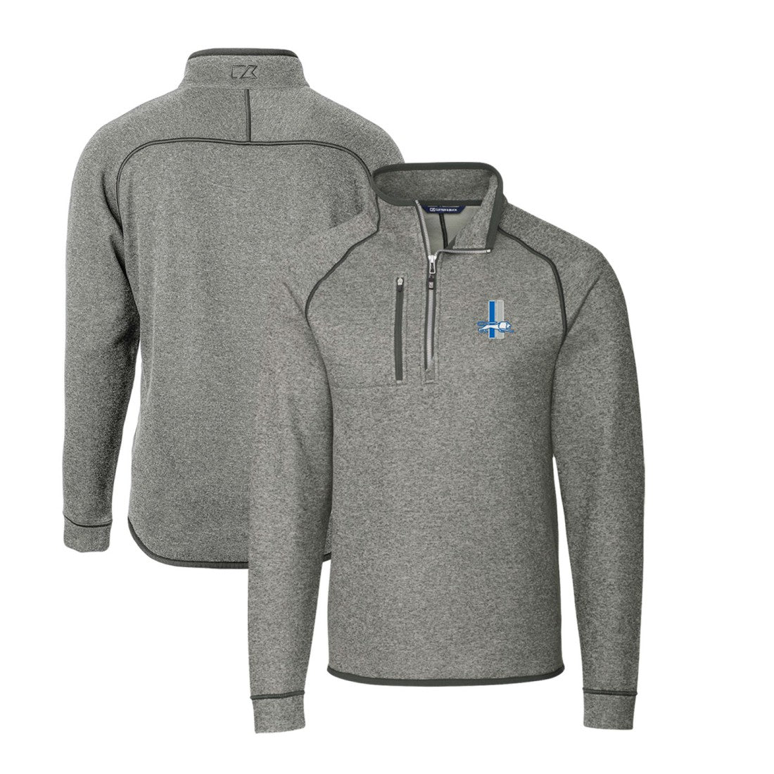 Cutter & Buck Throwback Logo Mainsail Sweater-Knit Half-Zip Pullover Jacket - Detroit Lions Pullover