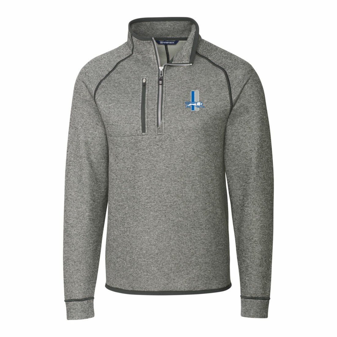 Cutter & Buck Throwback Logo Mainsail Sweater-Knit Half-Zip Pullover Jacket - Detroit Lions Pullover