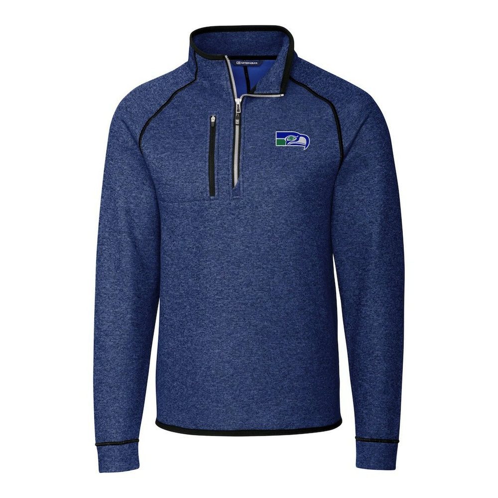 Cutter & Buck Throwback Logo Mainsail Sweater-Knit Half-Zip Pullover Jacket - Seattle Seahawks Pullover