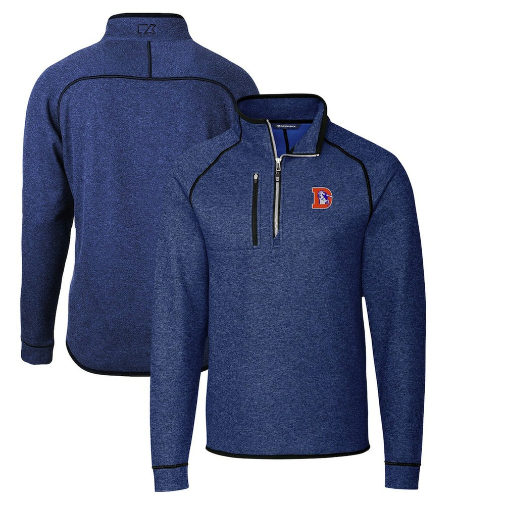 Cutter & Buck Throwback Logo Mainsail Sweater-Knit Half-Zip Pullover Jacket - Denver Broncos Pullover