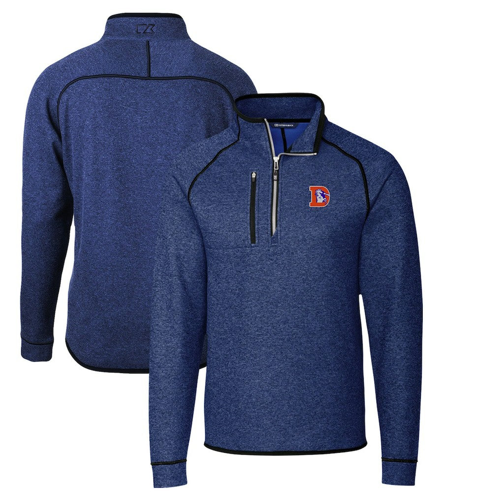 Cutter & Buck Throwback Logo Mainsail Sweater-Knit Half-Zip Pullover Jacket - Denver Broncos Pullover