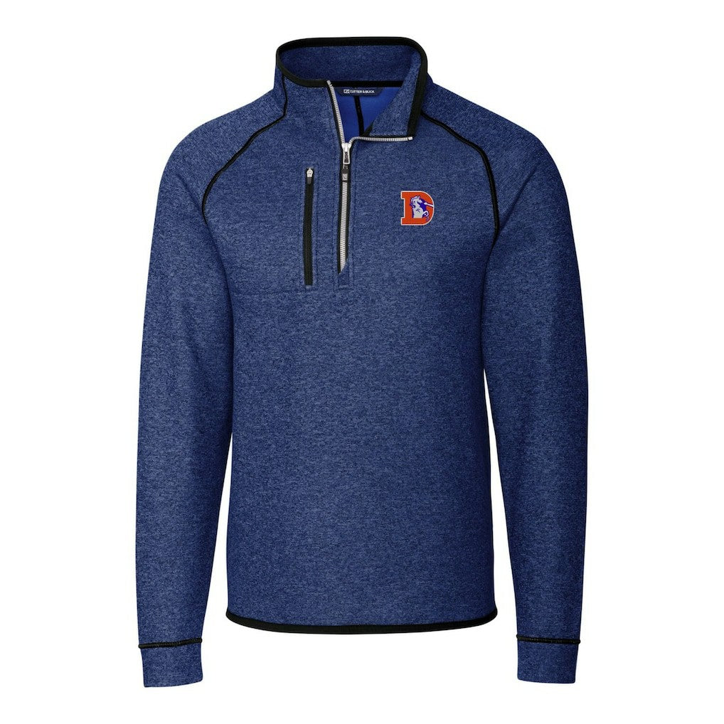 Cutter & Buck Throwback Logo Mainsail Sweater-Knit Half-Zip Pullover Jacket - Denver Broncos Pullover