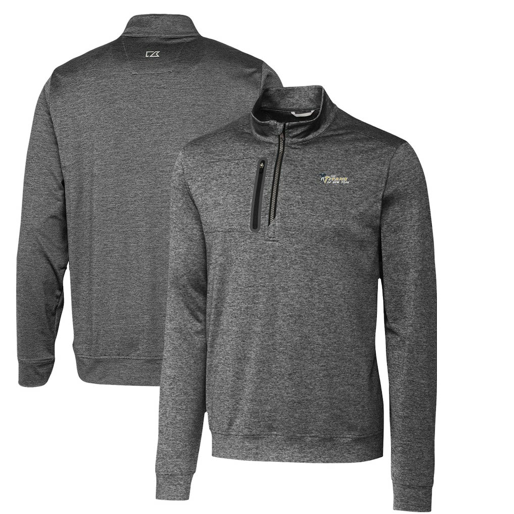 Cutter & Buck Stealth Heathered Throwback Logo Quarter-Zip Pullover Top - New York Jets Pullover