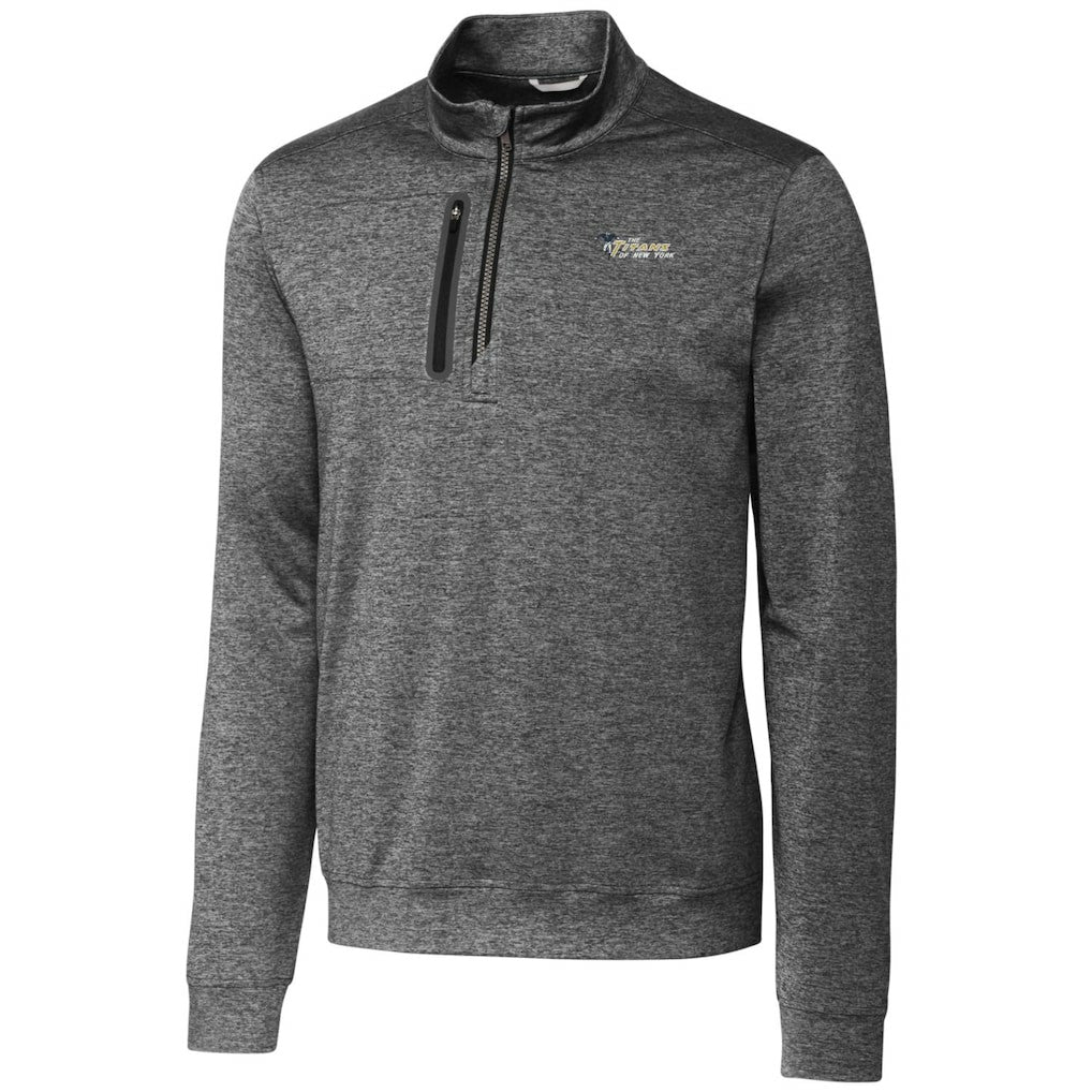 Cutter & Buck Stealth Heathered Throwback Logo Quarter-Zip Pullover Top - New York Jets Pullover