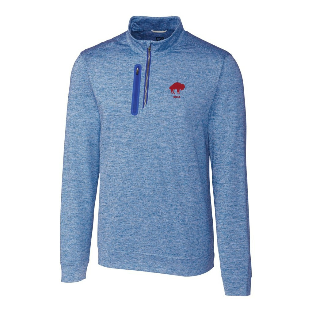 Cutter & Buck Stealth Heathered Throwback Logo Quarter-Zip Pullover Top - Buffalo Bills Pullover