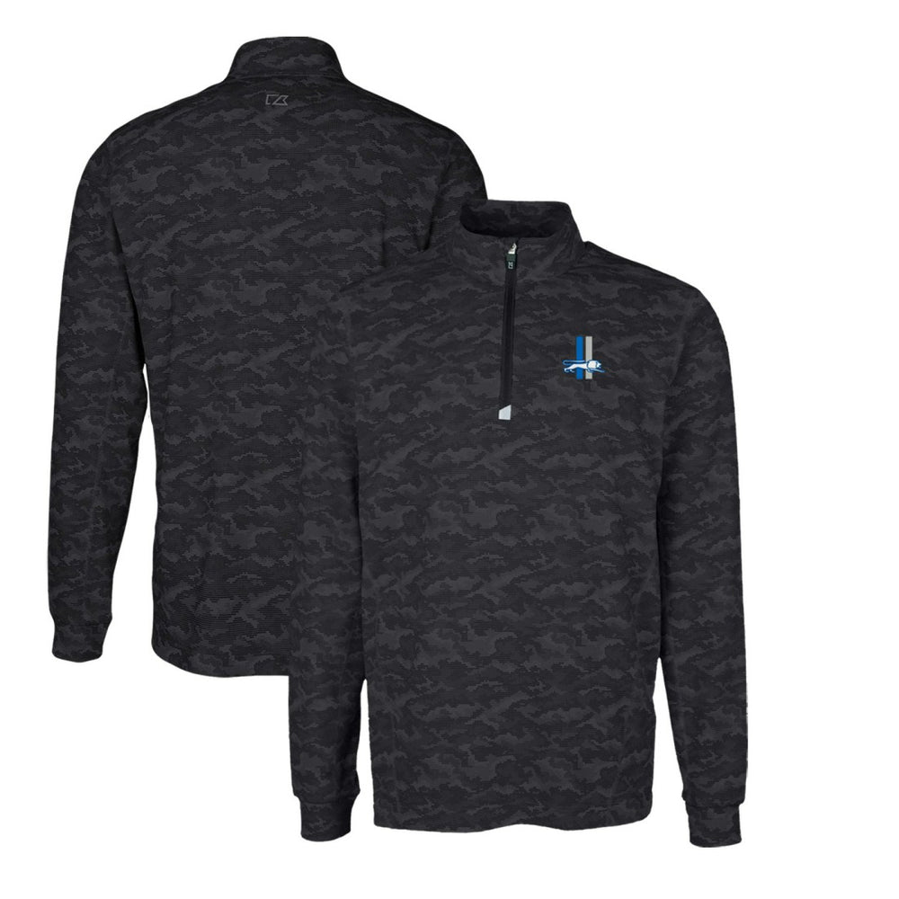 Cutter & Buck Throwback Logo Traverse Camo Print Stretch Quarter-Zip Pullover Top - Detroit Lions Pullover