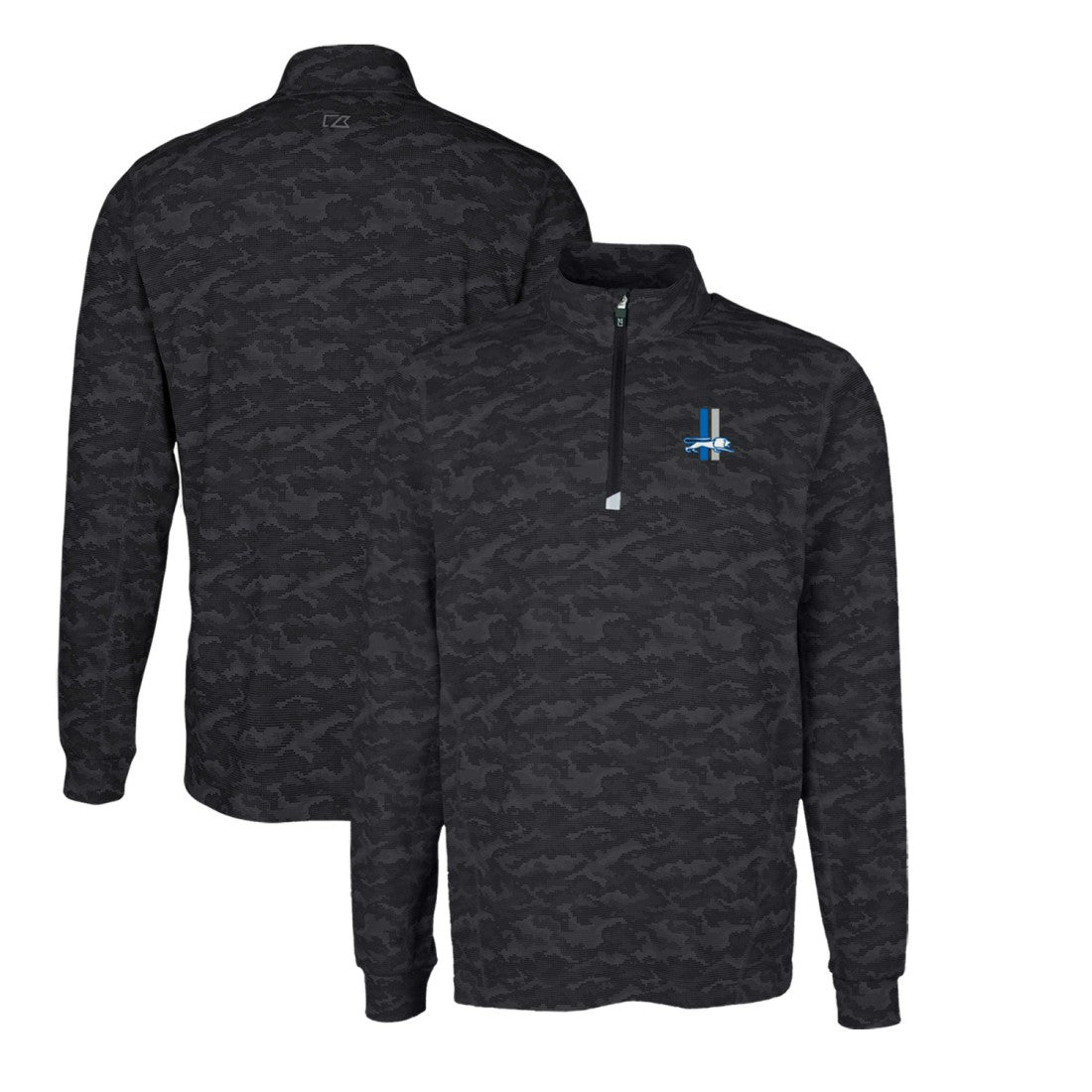Cutter & Buck Throwback Logo Traverse Camo Print Stretch Quarter-Zip Pullover Top - Detroit Lions Pullover