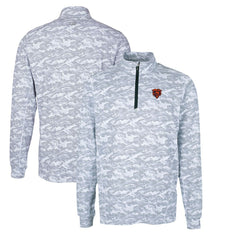 Cutter & Buck Throwback Logo Traverse Camo Print Stretch Quarter-Zip Pullover Top - Chicago Bears Pullover