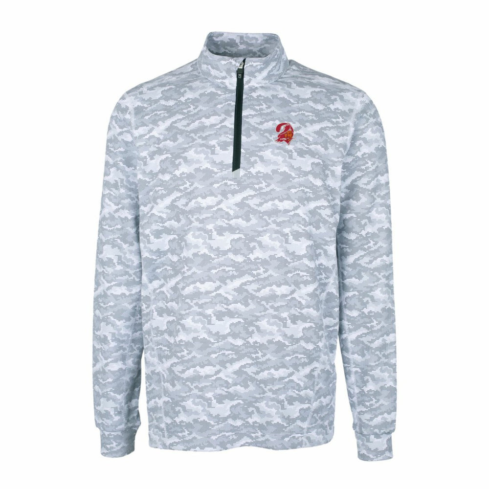 Cutter & Buck Throwback Logo Traverse Camo Print Stretch Quarter-Zip Pullover Top - Tampa Bay Buccaneers Pullover