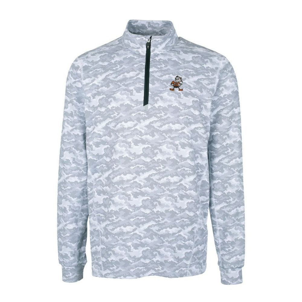 Cutter & Buck Throwback Logo Traverse Camo Print Stretch Quarter-Zip Pullover Top - Cleveland Browns Pullover