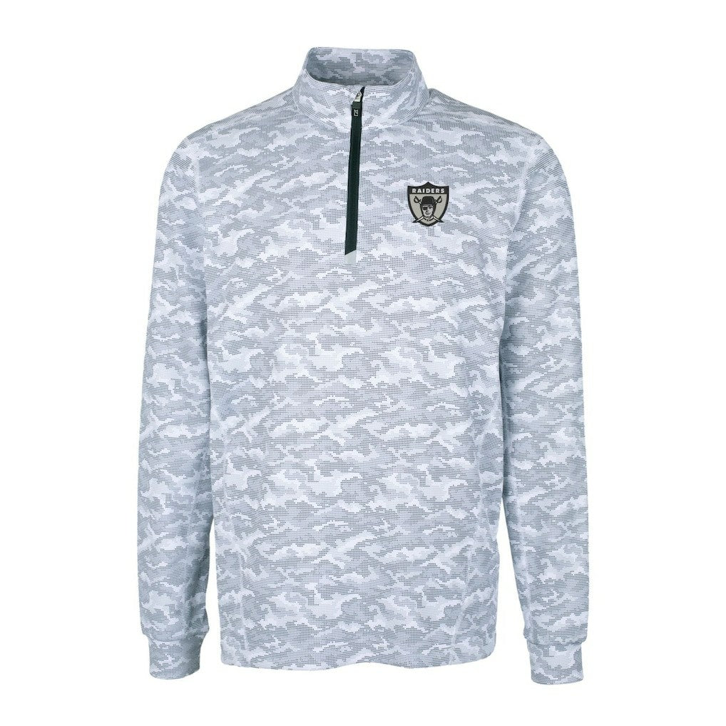 Cutter & Buck Throwback Logo Traverse Camo Print Stretch Quarter-Zip Pullover Top - Las Vegas Raiders Pullover