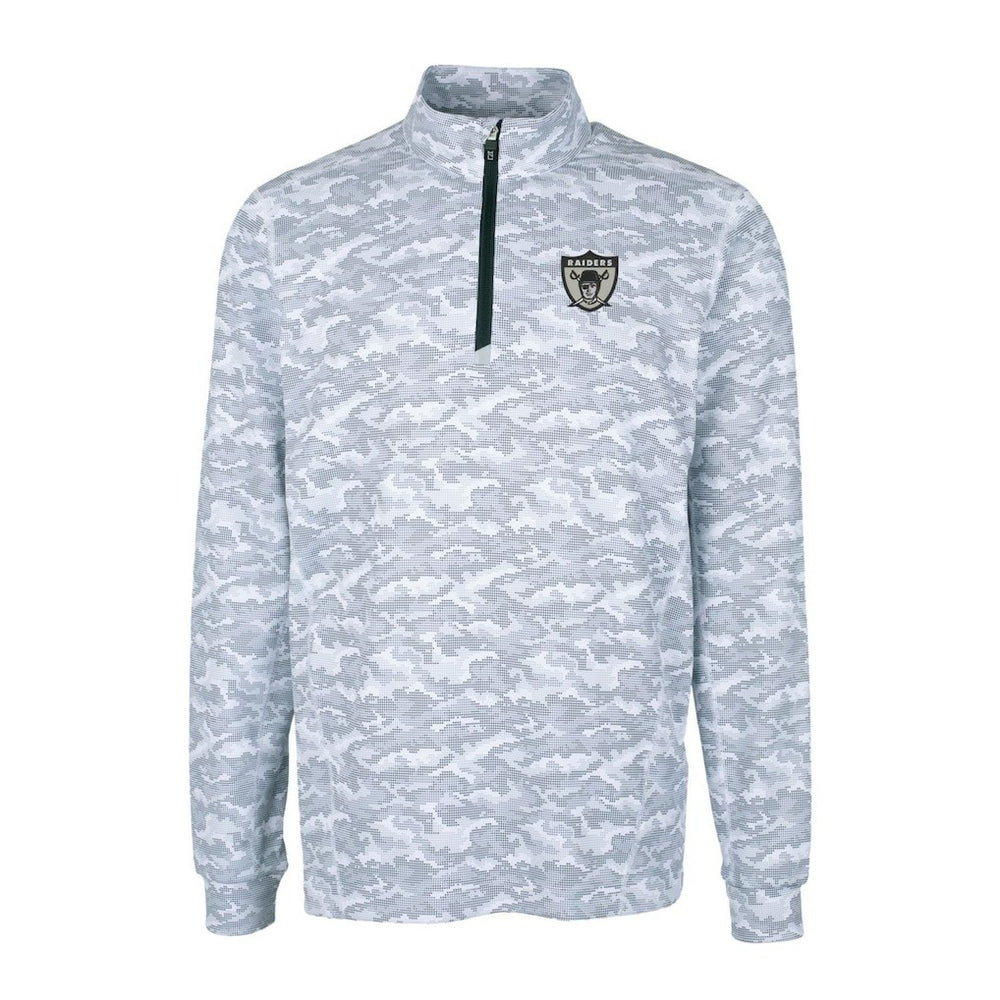 Cutter & Buck Throwback Logo Traverse Camo Print Stretch Quarter-Zip Pullover Top - Las Vegas Raiders Pullover