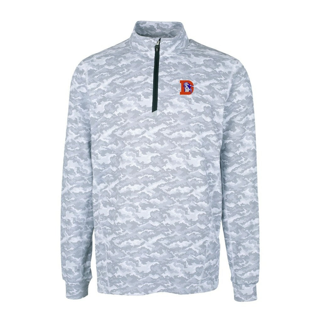 Cutter & Buck Throwback Logo Traverse Camo Print Stretch Quarter-Zip Pullover Top - Denver Broncos Pullover