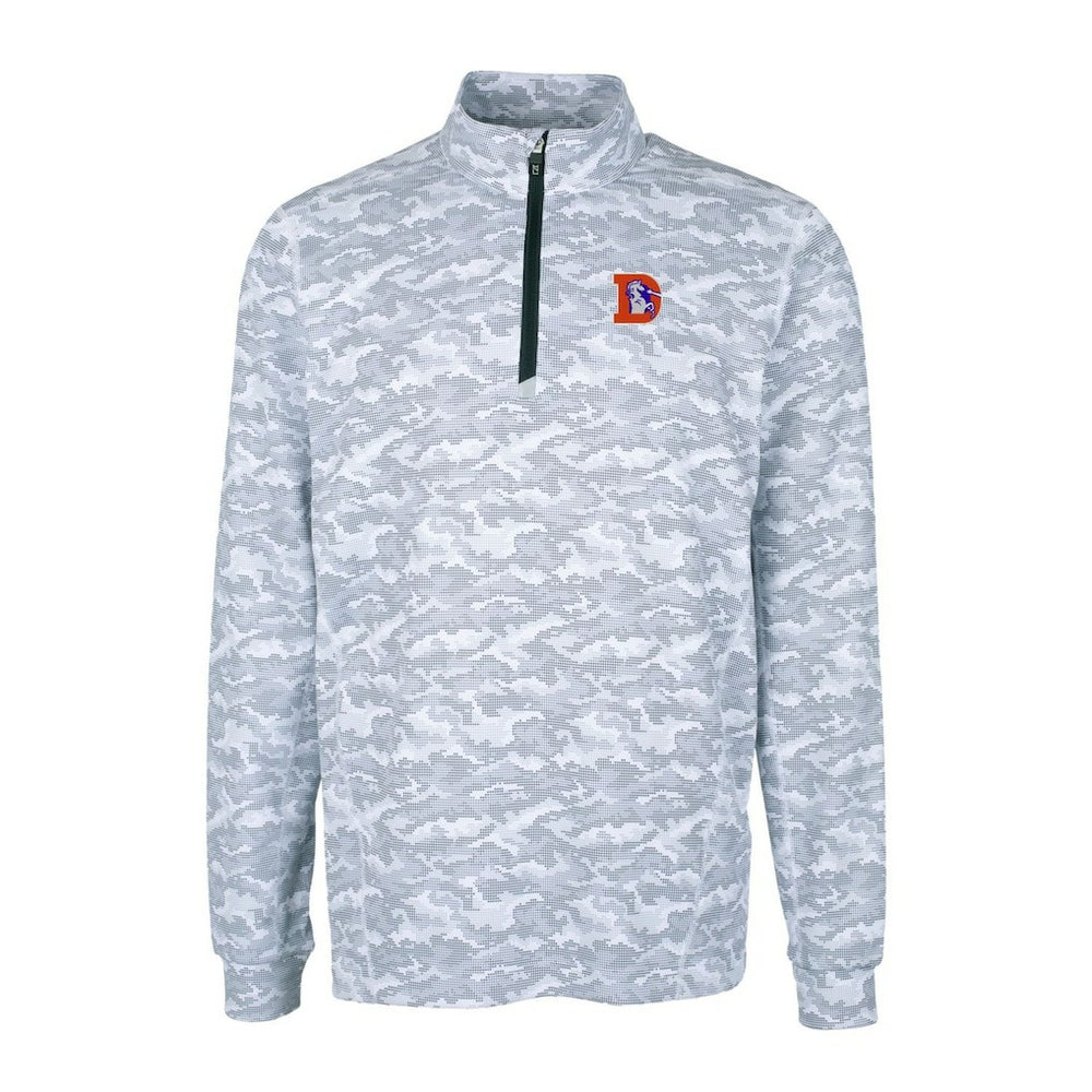 Cutter & Buck Throwback Logo Traverse Camo Print Stretch Quarter-Zip Pullover Top - Denver Broncos Pullover