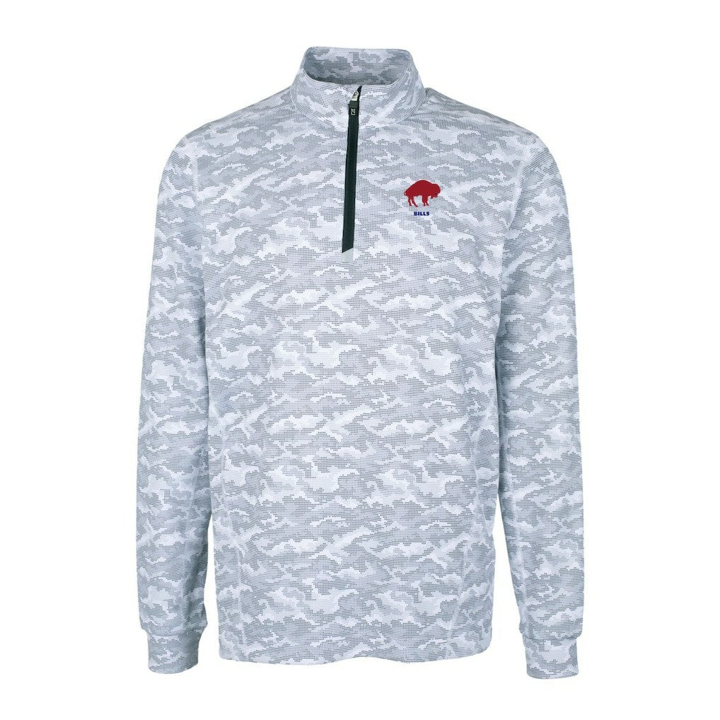 Cutter & Buck Throwback Logo Traverse Camo Print Stretch Quarter-Zip Pullover Top - Buffalo Bills Pullover