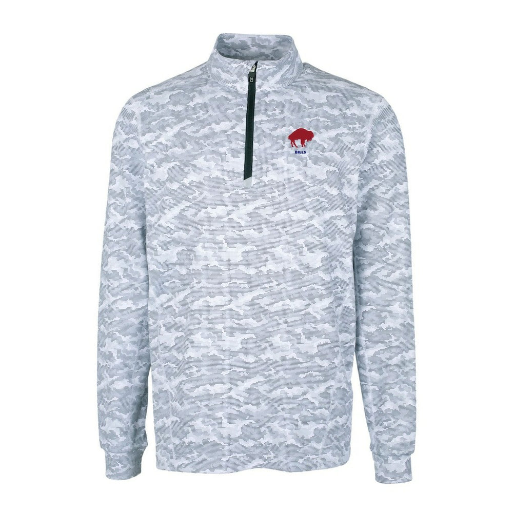 Cutter & Buck Throwback Logo Traverse Camo Print Stretch Quarter-Zip Pullover Top - Buffalo Bills Pullover