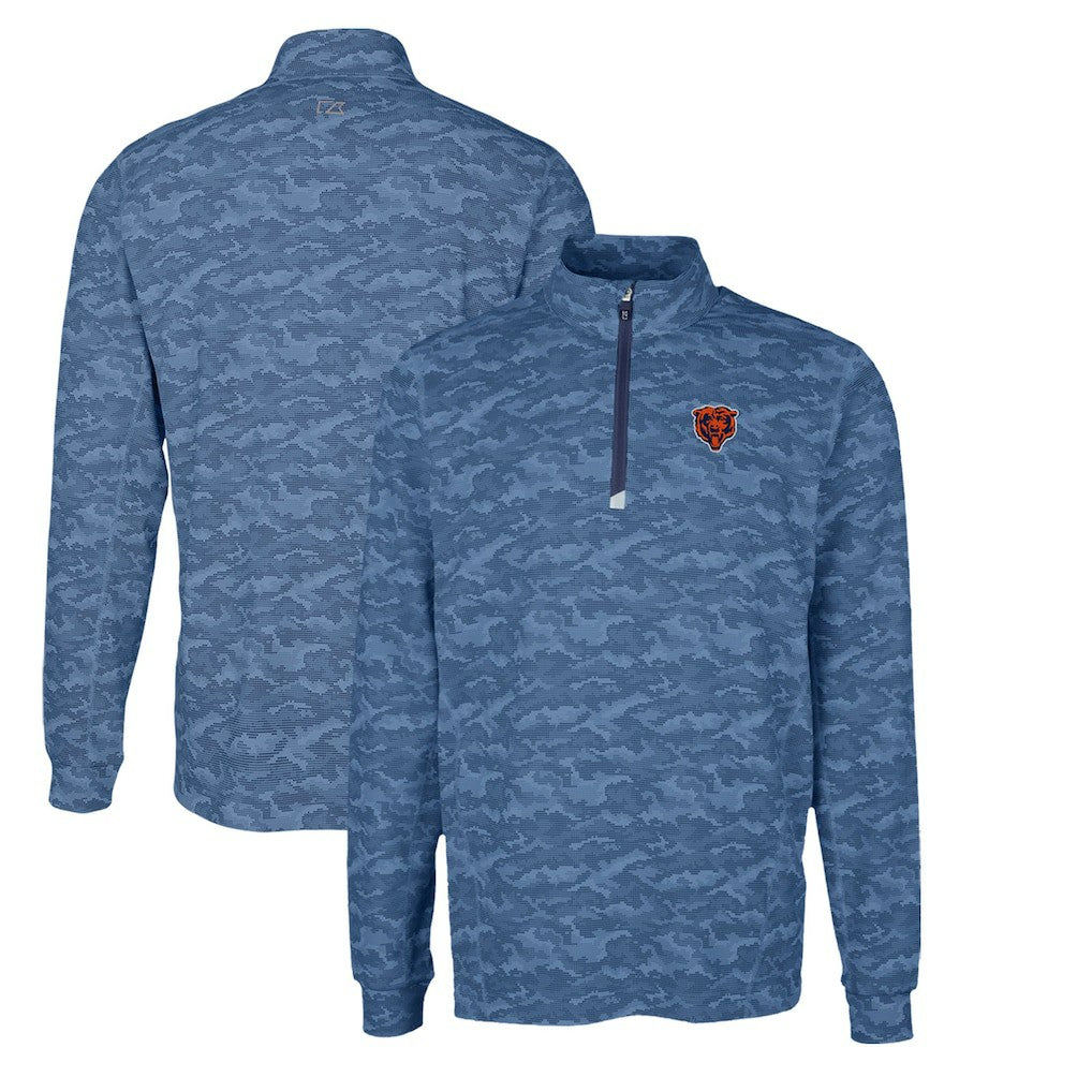 Cutter & Buck Throwback Logo Traverse Camo Print Stretch Quarter-Zip Pullover Top - Chicago Bears Pullover