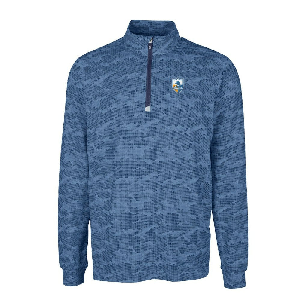 Cutter & Buck Throwback Logo Traverse Camo Print Stretch Quarter-Zip Pullover Top - Los Angeles Chargers Pullover
