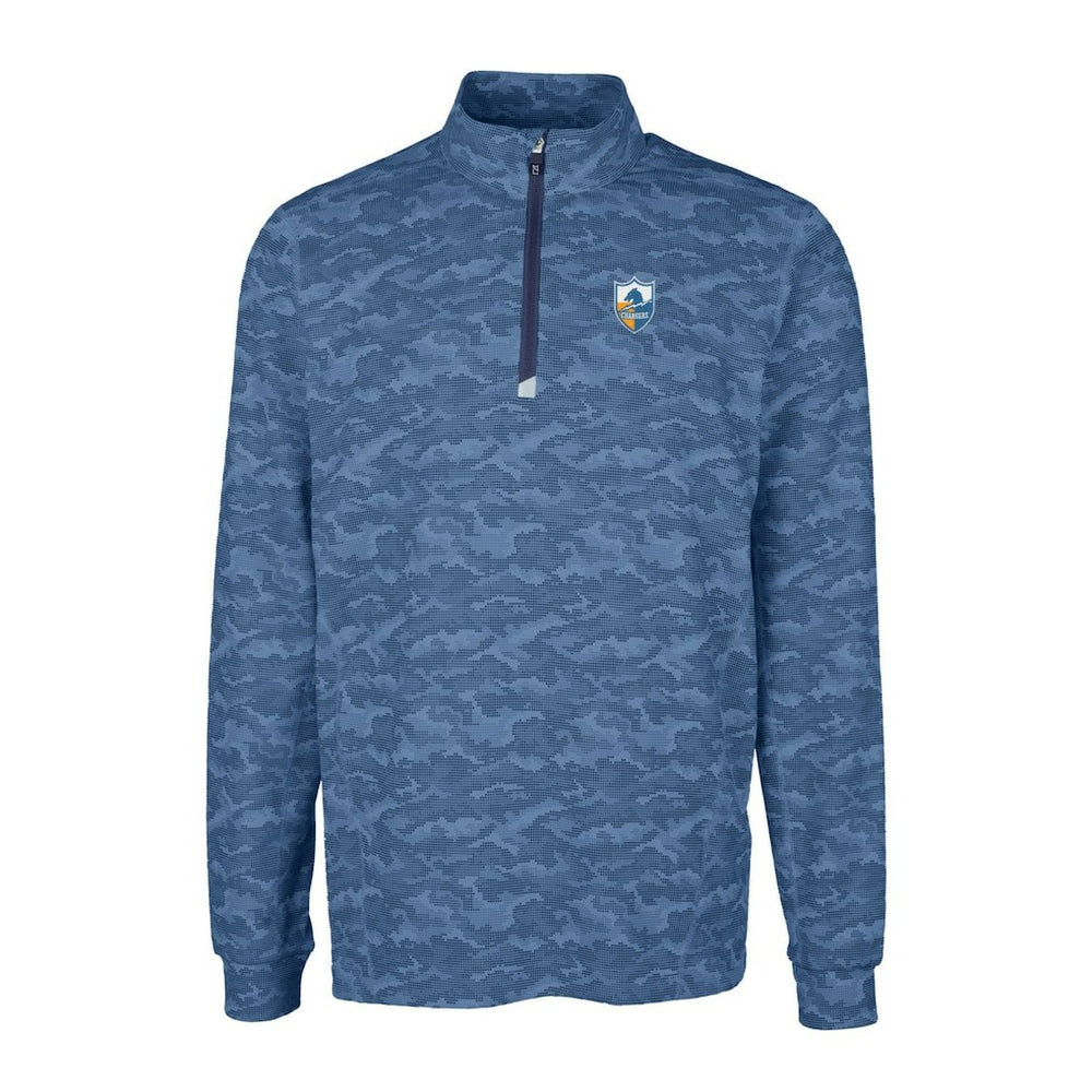 Cutter & Buck Throwback Logo Traverse Camo Print Stretch Quarter-Zip Pullover Top - Los Angeles Chargers Pullover