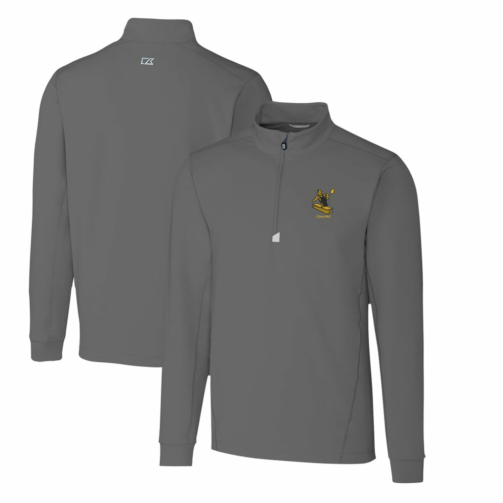 Cutter & Buck Throwback Logo Traverse Stretch Quarter-Zip Pullover Top - Pittsburgh Steelers Pullover