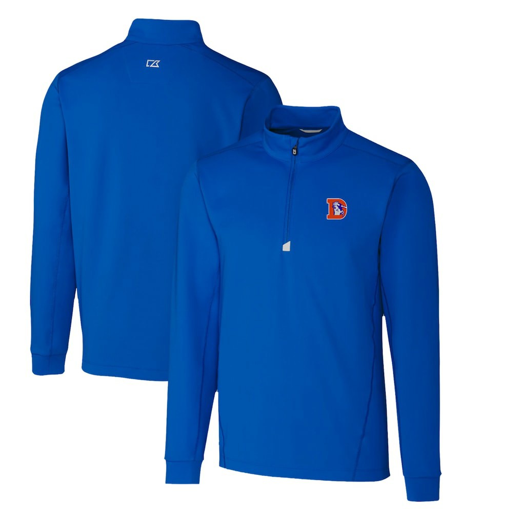 Cutter & Buck Throwback Logo Traverse Stretch Quarter-Zip Pullover Top - Denver Broncos Pullover