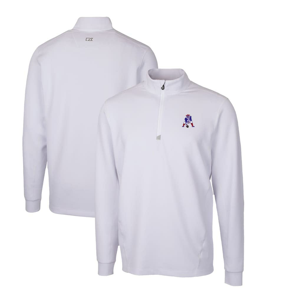 Cutter & Buck Throwback Logo Traverse Stretch Quarter-Zip Pullover Top - New England Patriots Pullover