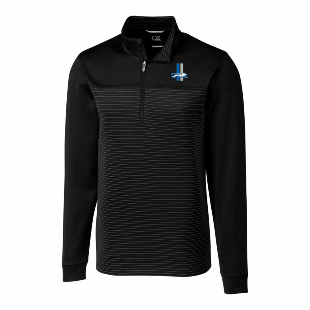Cutter & Buck Throwback Logo Traverse Stripe Stretch Quarter-Zip Pullover Top - Detroit Lions Pullover