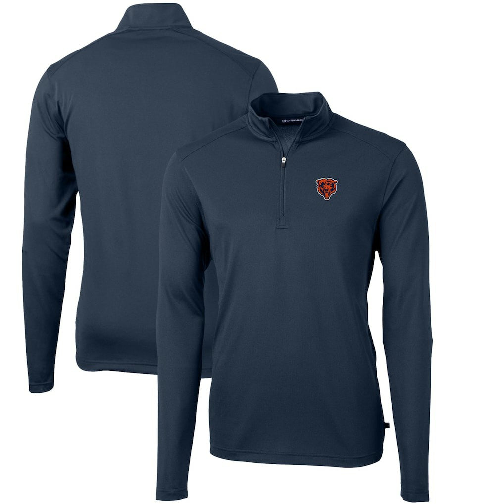 Cutter & Buck Throwback Logo Virtue Eco Pique Recycled Quarter-Zip Pullover Top - Chicago Bears Pullover