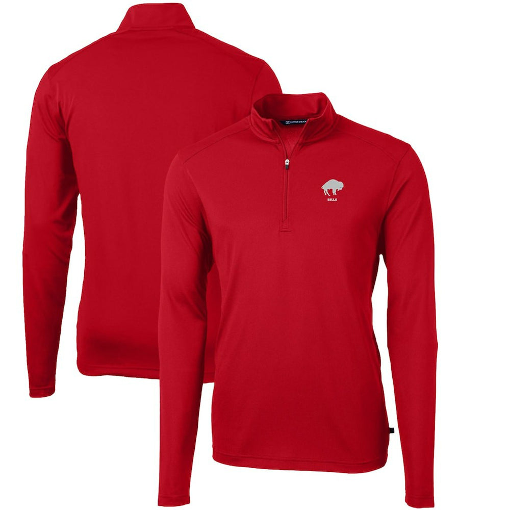 Cutter & Buck Throwback Logo Virtue Eco Pique Recycled Quarter-Zip Pullover Top - Buffalo Bills Pullover