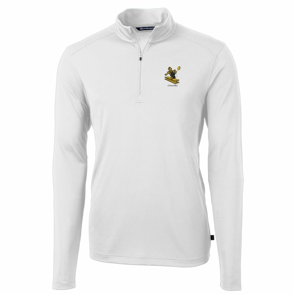 Cutter & Buck Throwback Logo Virtue Eco Pique Recycled Quarter-Zip Pullover Top - Pittsburgh Steelers Pullover