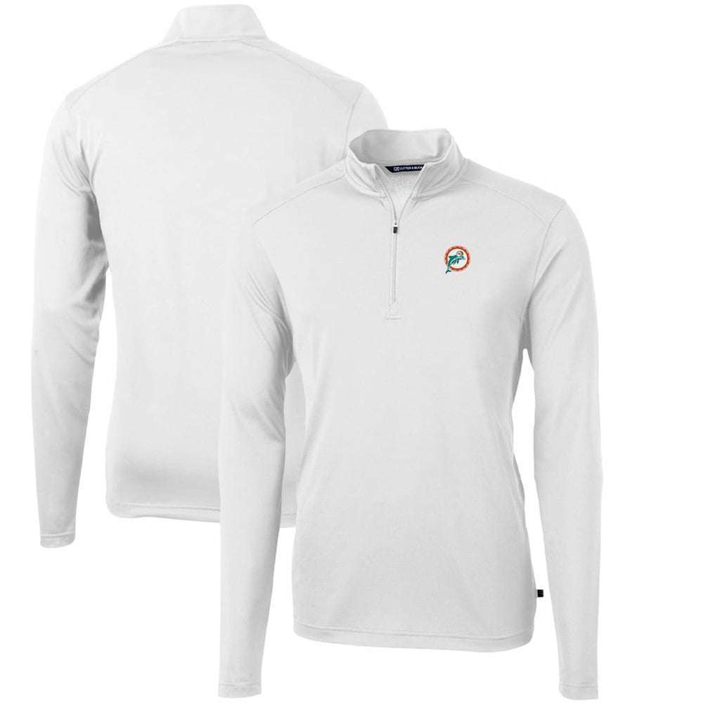 Cutter & Buck Throwback Logo Virtue Eco Pique Recycled Quarter-Zip Pullover Top - Miami Dolphins Pullover