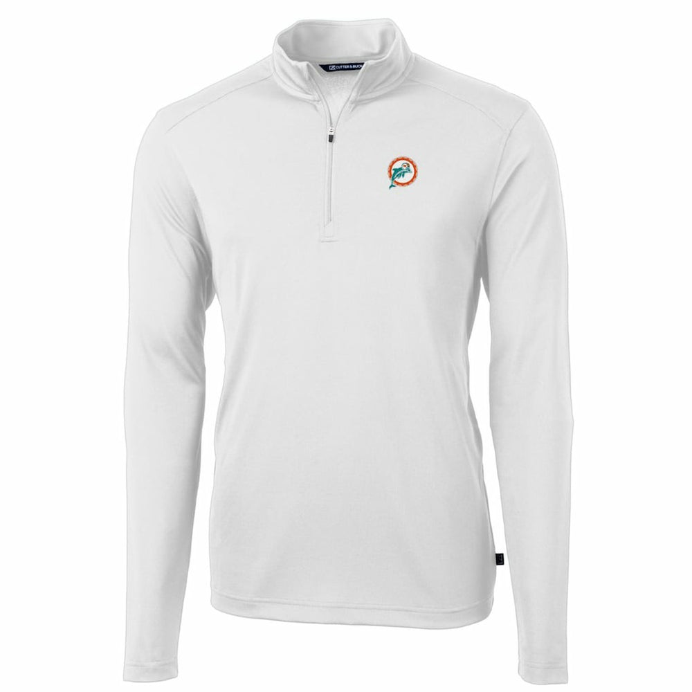 Cutter & Buck Throwback Logo Virtue Eco Pique Recycled Quarter-Zip Pullover Top - Miami Dolphins Pullover