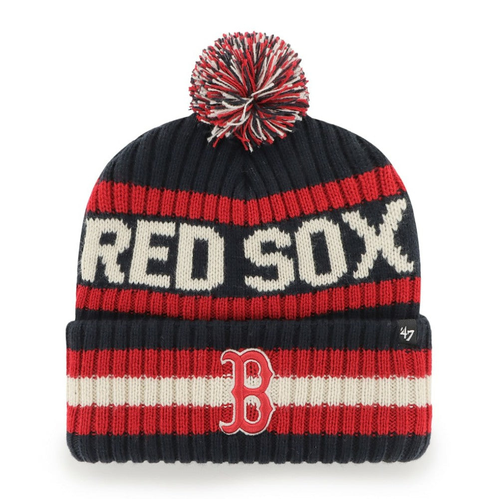 Boston Red Sox '47 Primary Team Logo Bering Pom Top Cuff Knit Hat – Navy