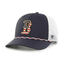 Blue Boston Red Sox '47 Primary Team Logo American Flag Fill Trucker Snapback Hat