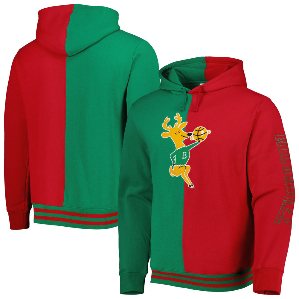 Mitchell & Ness Milwaukee Bucks Hardwood Classics Split Pullover Hoodie