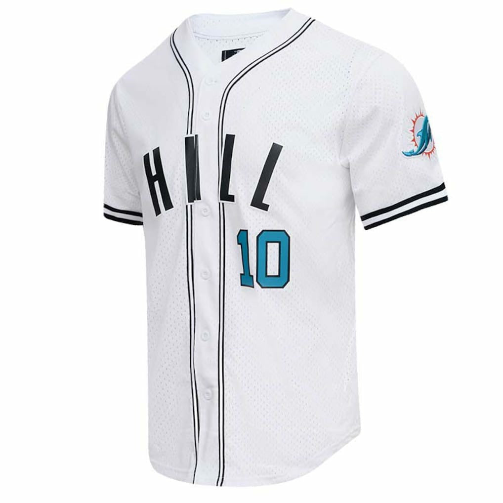 Tyreek Hill  Pro Standard Mesh Baseball Button-Up T-Shirt - Miami Dolphins T-shirts
