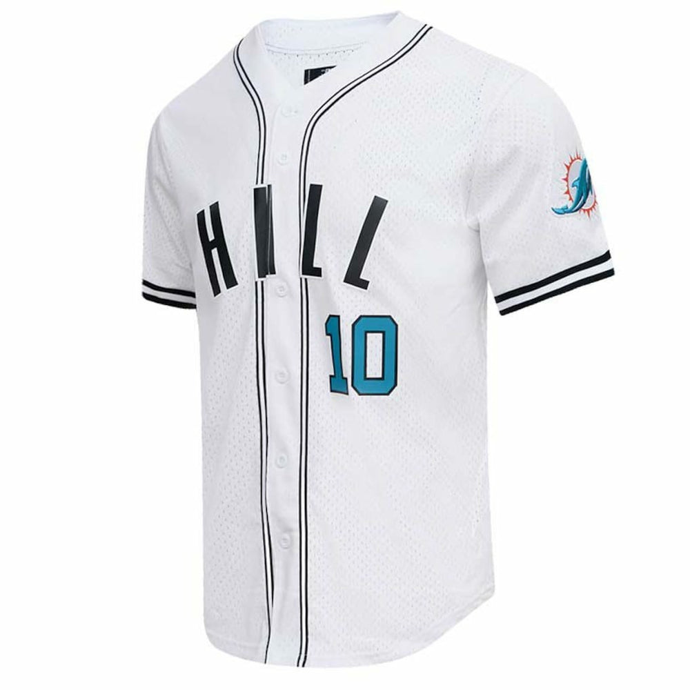 Tyreek Hill  Pro Standard Mesh Baseball Button-Up T-Shirt - Miami Dolphins T-shirts