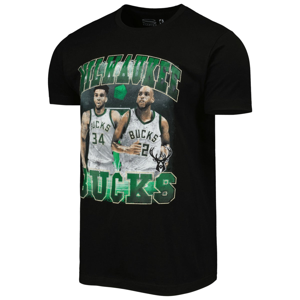 Giannis Antetokounmpo & Khris Middleton Milwaukee Bucks Stadium Essentials Unisex Player Duo T-Shirt