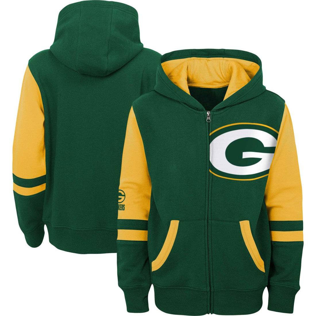 Preschool Stadium Color Block Full-Zip Hoodie - Green Bay Packers Hoodies